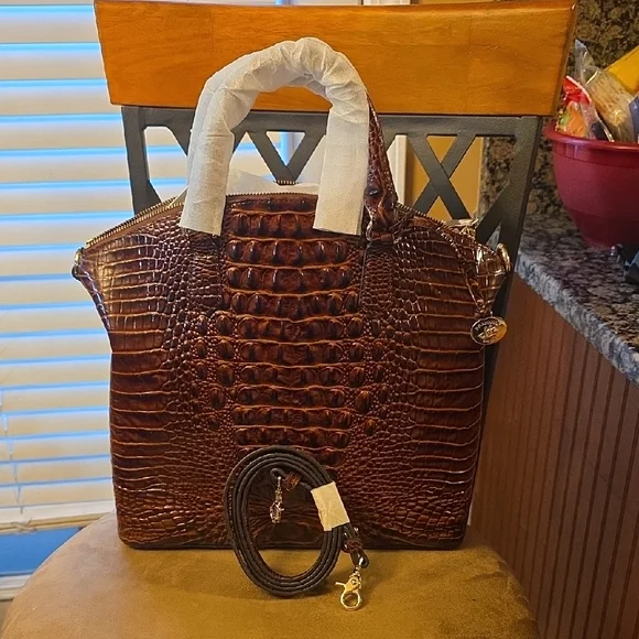 Brahmin Brown Crocodile Embossed Handbag - Picture 8 of 11